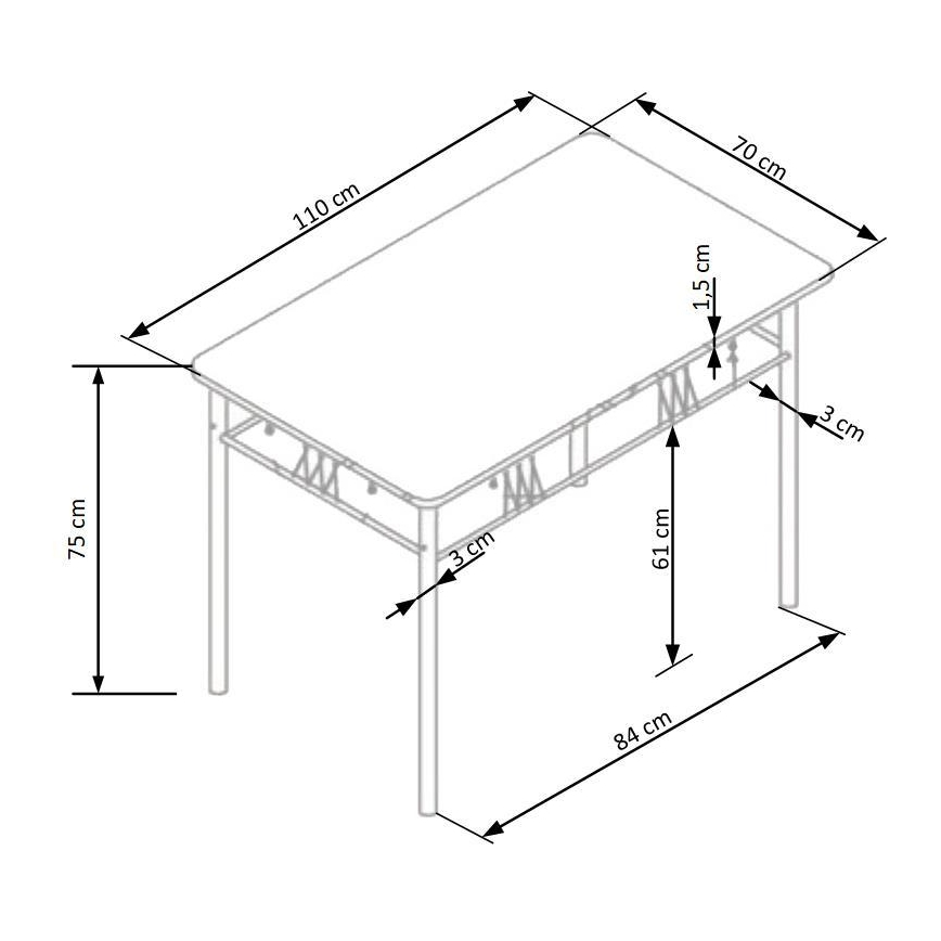 Valgomojo komplektas FAUST, metalas/sonoma ąžuolas