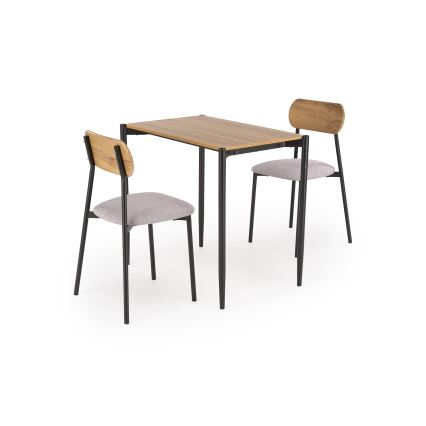 Valgomojo komplektas NANDO 84x54 cm pilka/ruda/juoda