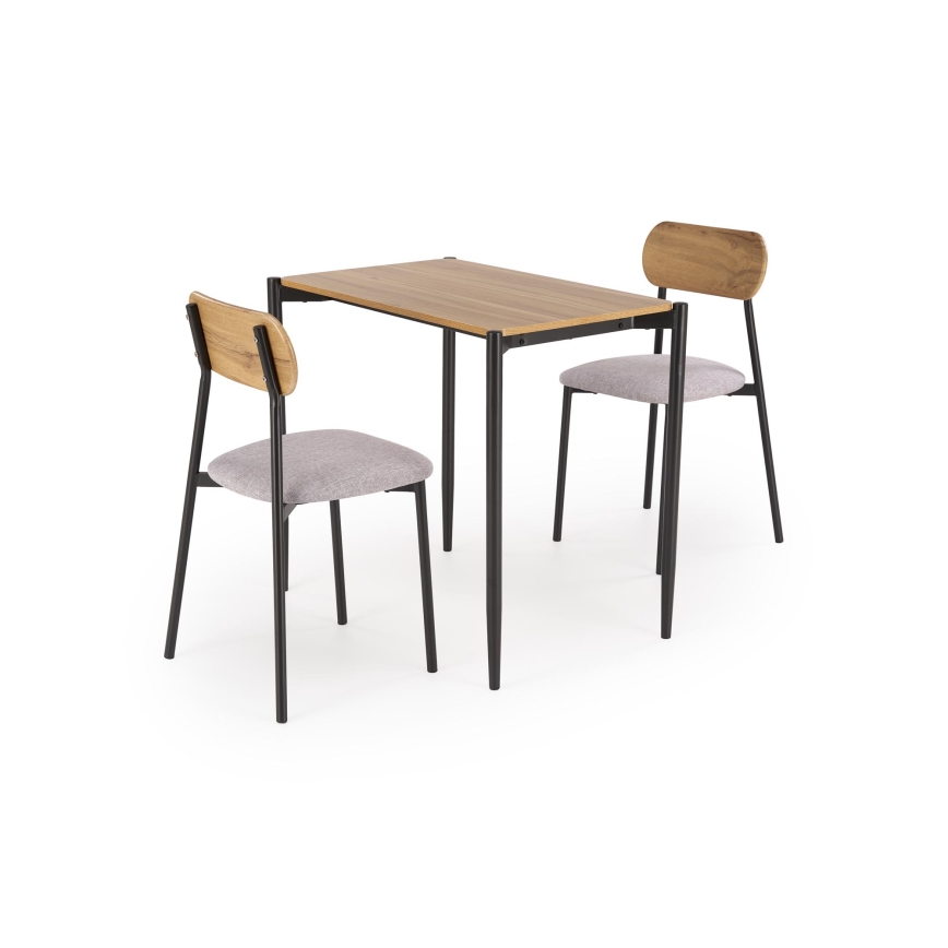 Valgomojo komplektas NANDO 84x54 cm pilka/ruda/juoda