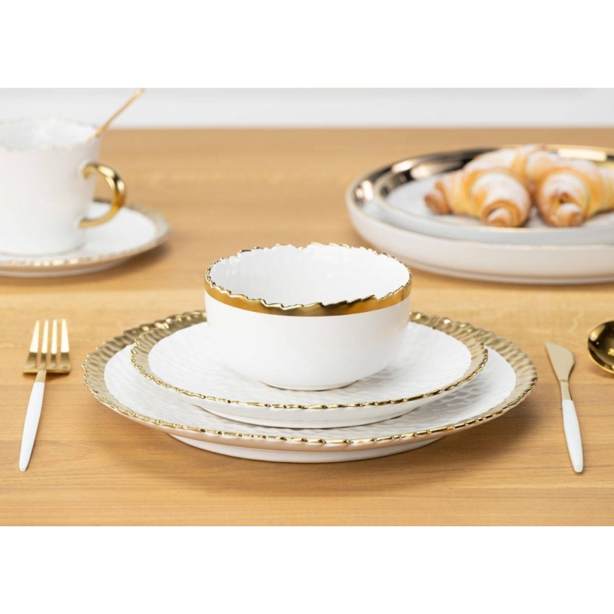 Valgomojo lėkštė KATI 25 cm kreminė/auksinė