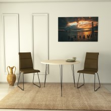 Valgomojo stalas SANDALF 75x90 cm smėlio/juodas
