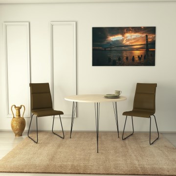 Valgomojo stalas SANDALF 75x90 cm smėlio/juodos spalvos