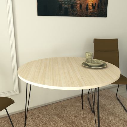 Valgomojo stalas SANDALF 75x90 cm smėlio/juodos spalvos