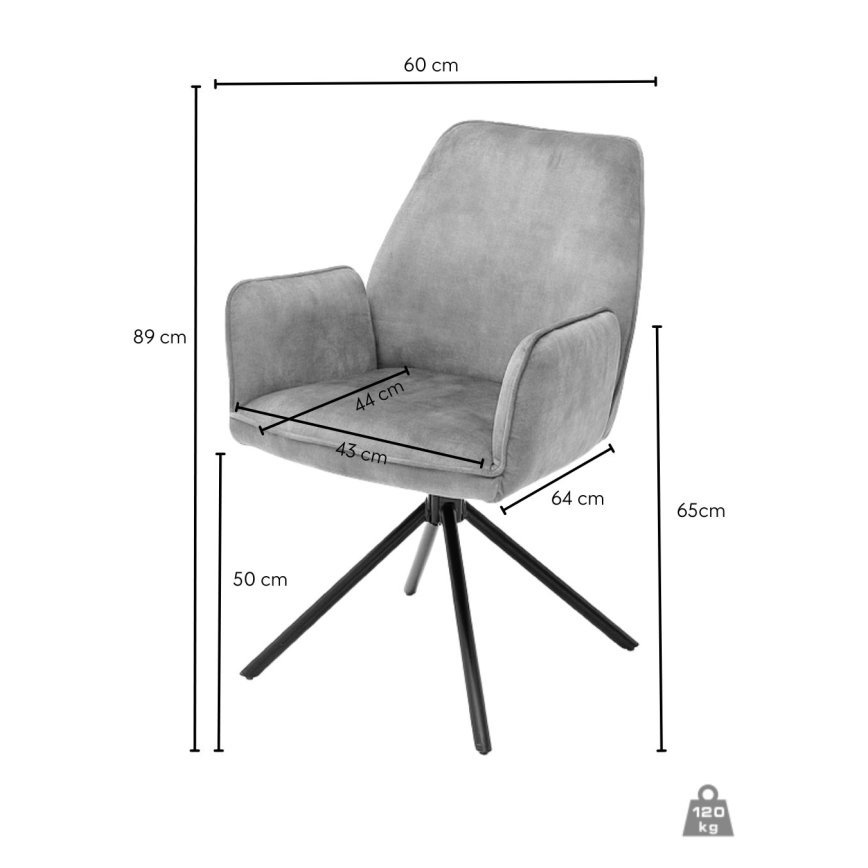 Valgomojo stalo kėdės NEXORO, 2 vnt., pilkos