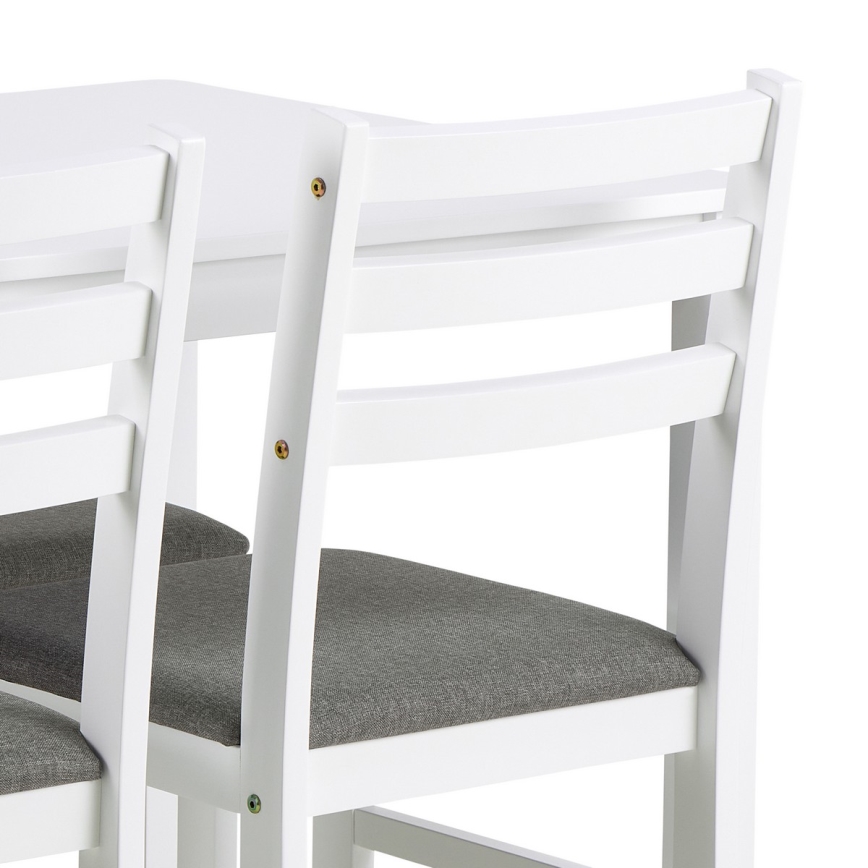 Valgomojo stalo komplektas EMILY su 4 kėdėmis, baltas