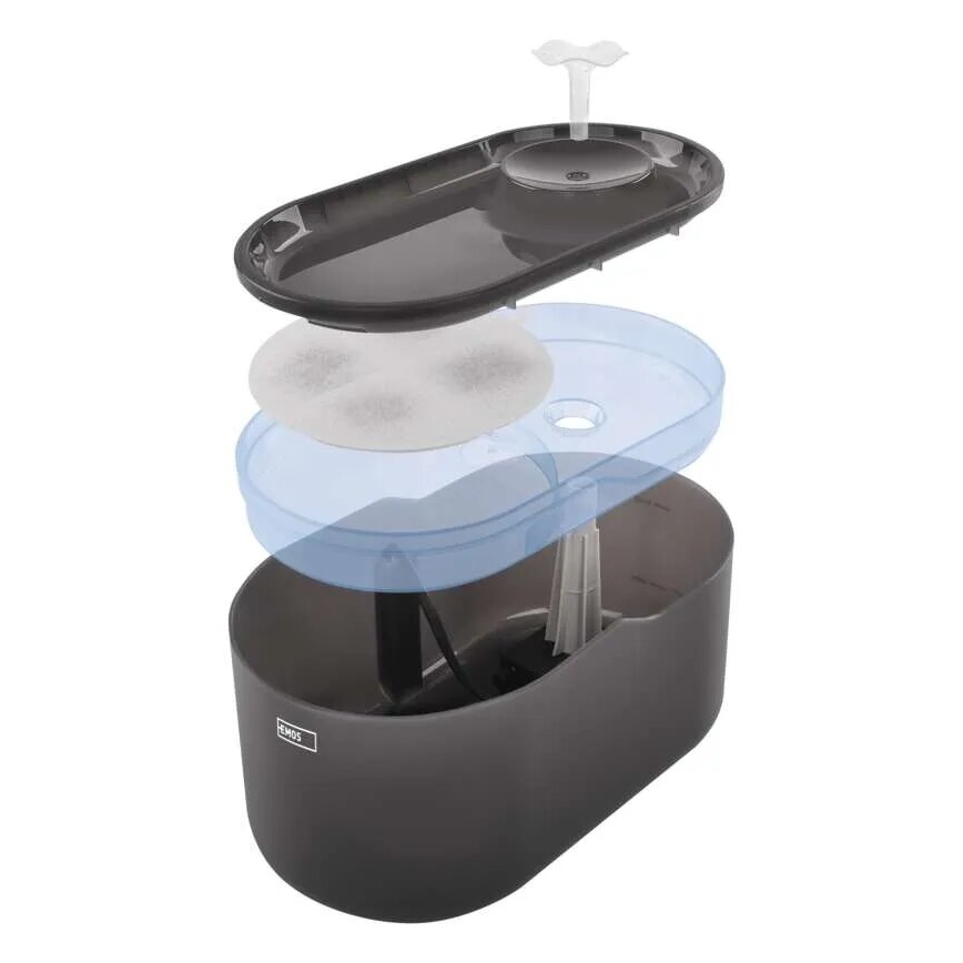 Vandens fontanas augintiniams 2,6 l/5V pilka