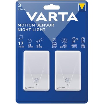 Varta 16624101402 - RINKINYS 2x LED naktinis šviesos diodų orientacinis šviestuvas su jutikliu NIGHT LIGHT LED/3xAAA