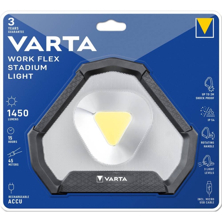 Varta 18647101401 - LED nešiojama darbo lempa WORK FLEX LED/12W/5V 5200 mAh IP54