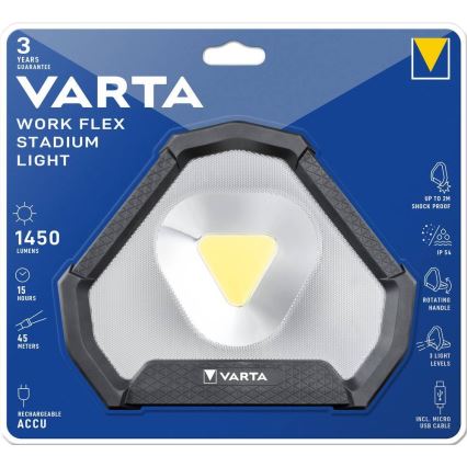 Varta 18647101401 - LED Nešiojamas žibintuvėlis WORK FLEX LED/12W/5V 5200mAh IP54