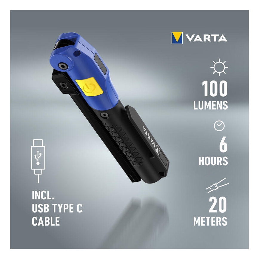 Varta 18649101401 - LED įkraunamas žibintuvėlis WORK FLEX F20R LED/5V IP54