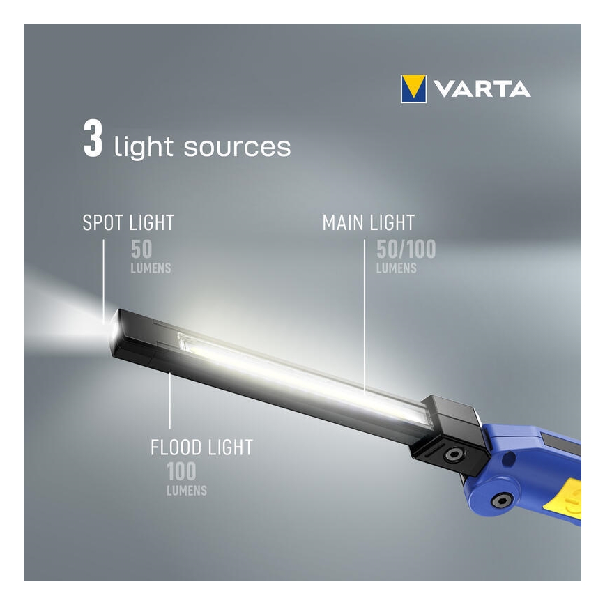 Varta 18649101401 - LED įkraunamas žibintuvėlis WORK FLEX F20R LED/5V IP54