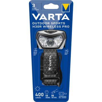 Varta 18650101401 - LED Pritemdomas įkraunamas galvos žibintas su belaidžiu įkrovimu OUTDOOR SPORTS LED/5V 1800 mAh IPX7