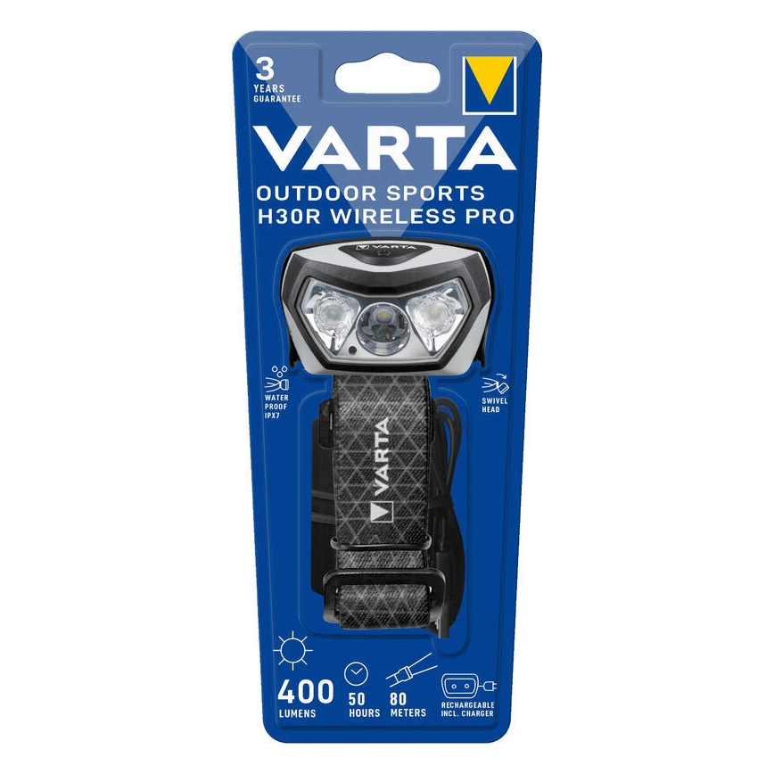 Varta 18650101401 - LED Pritemdomas įkraunamas galvos žibintas su belaidžiu įkrovimu OUTDOOR SPORTS LED/5V 1800 mAh IPX7