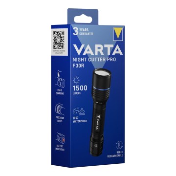 Varta 18921101111 - Įkraunamas LED žibintuvėlis NIGHT CUTTER PRO F30R LED/USB IP67 2600 mAh