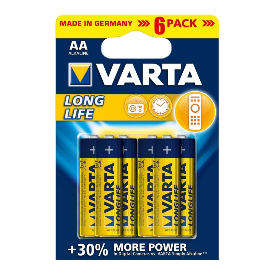 Varta 4106 - 6 vnt šarminės baterijos  LONGLIFE EXTRA AA 1,5V