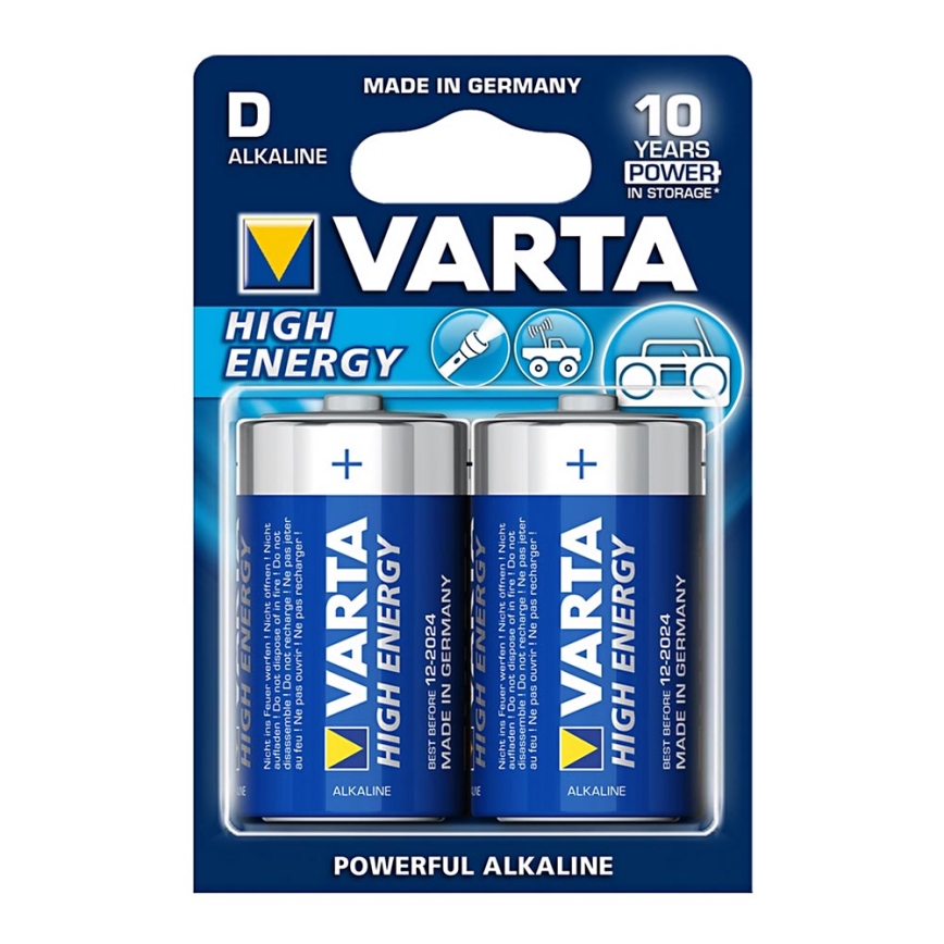 Varta 4920 - 2 vnt šarminės baterijos  HIGH ENERGY D 1,5V