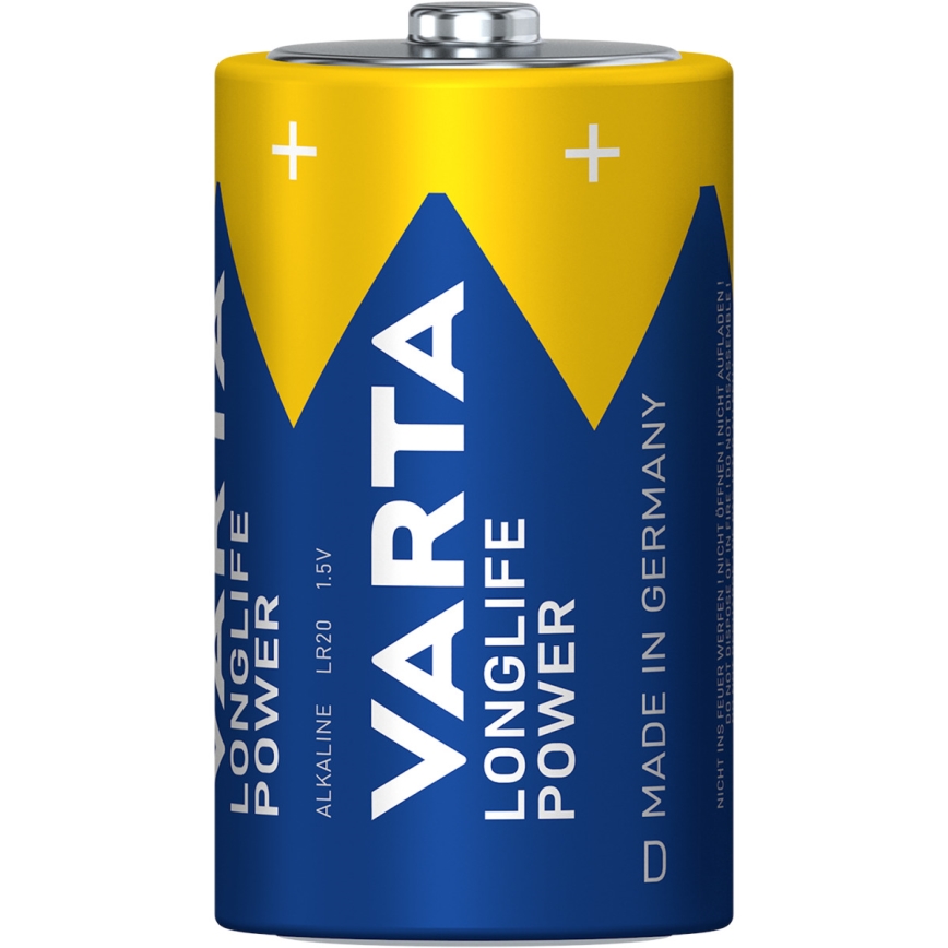 Varta 4920121422 - 2 vnt. Šarminė baterija LONGLIFE POWER LR20/D 1,5V