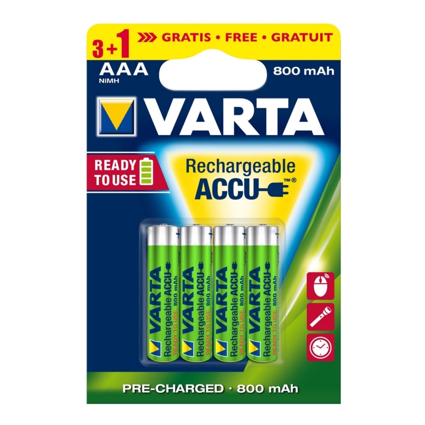 Varta 5670 - 3+1 vnt įkraunamos baterijos ACCU AAA Ni-MH/800mAh/1,2V