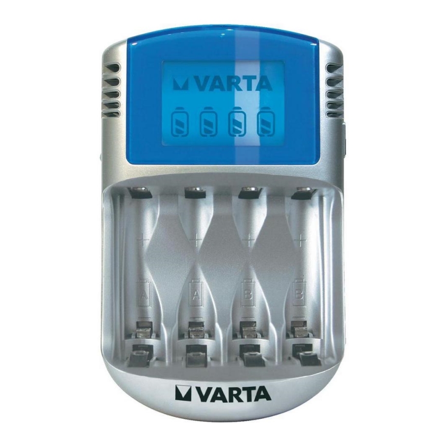 Varta 57070 - Baterijų įkroviklis LCD 4xAA/AAA 100-240V/12V/5V