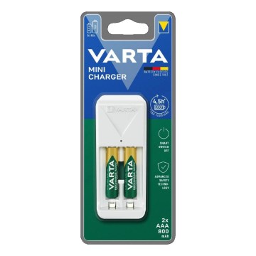 Varta 57656201421 - Baterijų įkroviklis 2xAA/AAA 800 mAh 230V