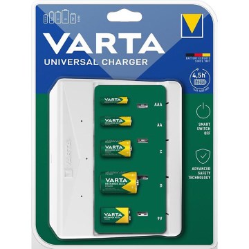 Varta 57658101401 - Universalus baterijų įkroviklis AA/AAA/C/D, 5V