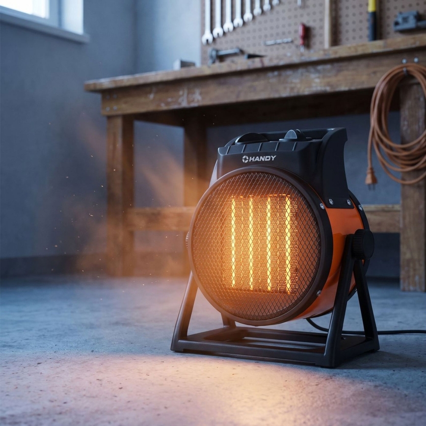 Ventiliatorius su keraminiu šildymo elementu 1000/2000W/230V oranžinis/juodas
