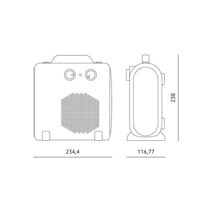 Ventiliatorius su šildymo elementu 1000/2000 W/230 V, baltas