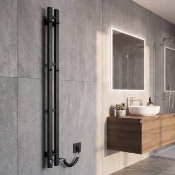 Vertaduro - Elektrinis rankšluosčių džiovintuvas su termostatu VEO 70W/230V 120x9 cm IP44 juodos spalvos, dešinės pusės