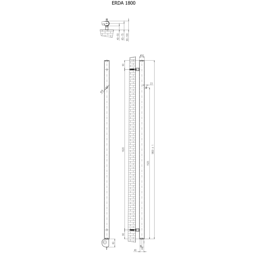 Vertaduro - vonios kambario radiatorius su termostatu ERDA 400W 180x5 cm, smėlio spalvos