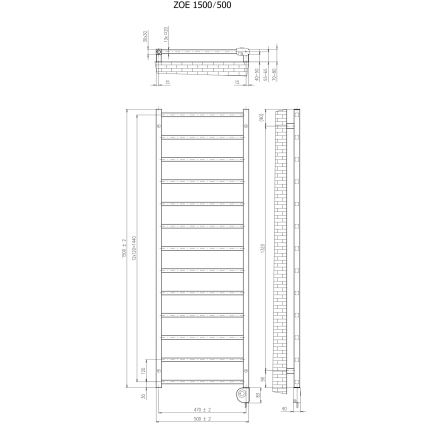 Vertaduro - Vonios kambario radiatorius su termostatu ZOE 400W 150x50 cm taupe