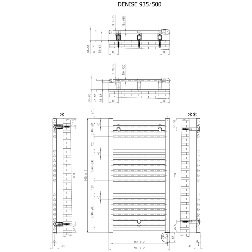 Vertaduro - Vonios radiatorius su termostatu DENISE 400W 94x50 cm taupe