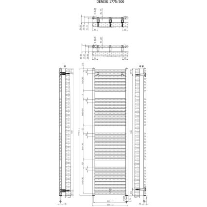 Vertaduro - Vonios radiatorius su termostatu DENISE 800W 178x50 cm antracitas
