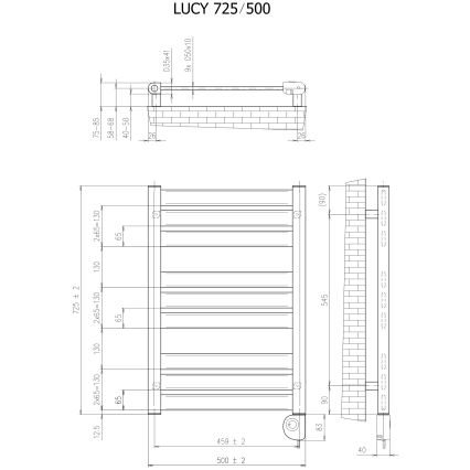 Vertaduro - vonios radiatorius su termostatu LUCY 400W 73x50 cm antracitas