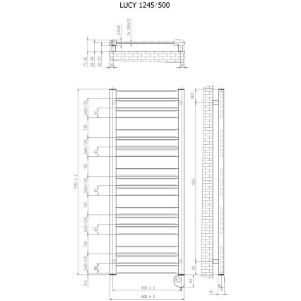 Vertaduro - vonios radiatorius su termostatu LUCY 600W 125x50 cm juodas