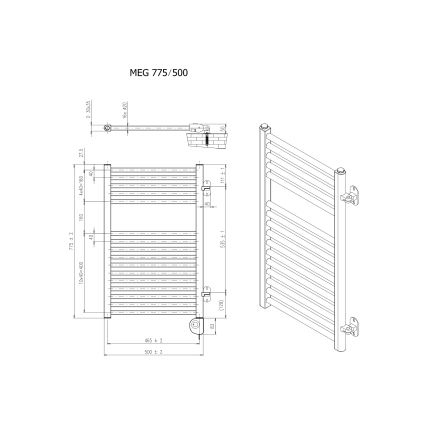 Vertaduro - vonios radiatorius su termostatu MEG 400W 78x50 cm juodas