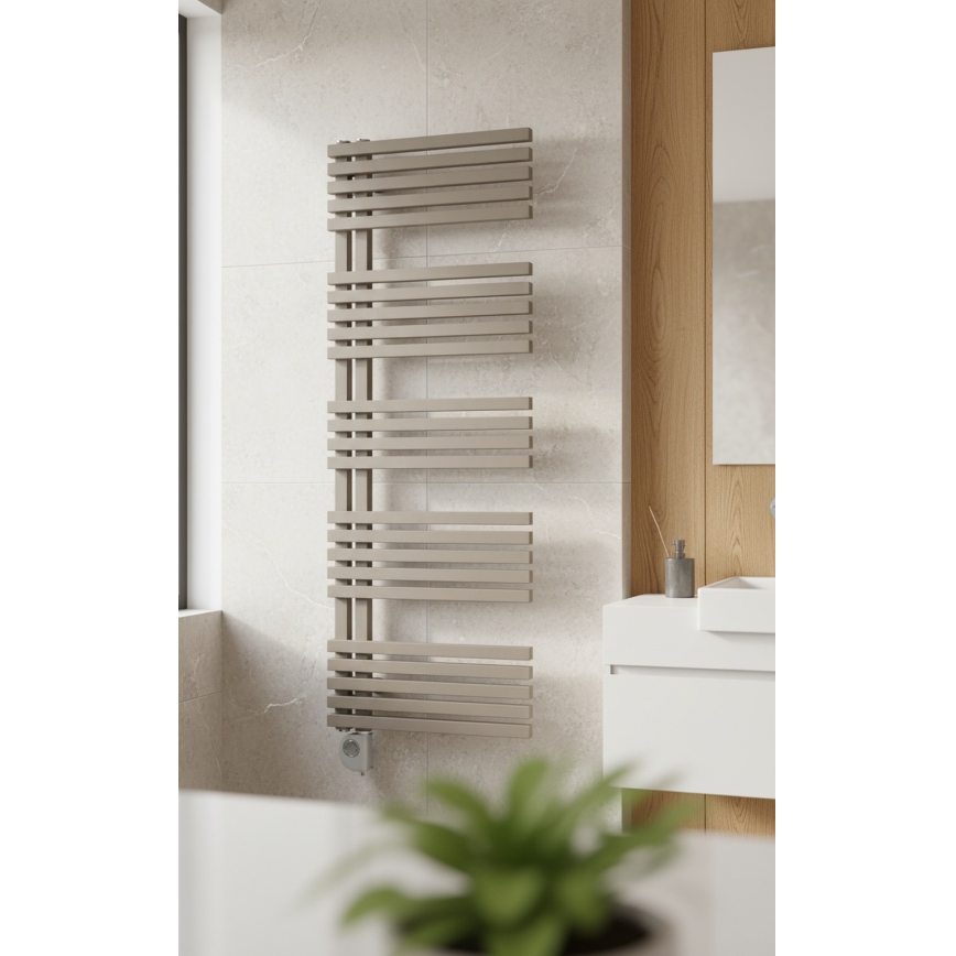 Vertaduro - Vonios radiatorius su termostatu MICHELLE 600W 129x50 cm rudos pilkos spalvos
