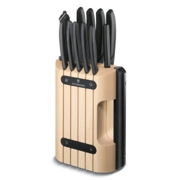 Victorinox - 12 dalių virtuvinių peilių rinkinys su stovu SWISS CLASSIC buko/smėlinė