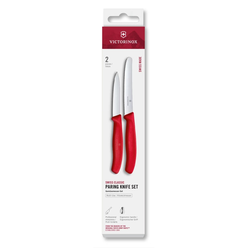 Victorinox - 2 dalių SWISS CLASSIC daržovių peilių rinkinys, raudonas