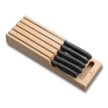 Victorinox - 6 vnt. virtuvinių peilių rinkinys su peilių stovu, bukas/smėlinė