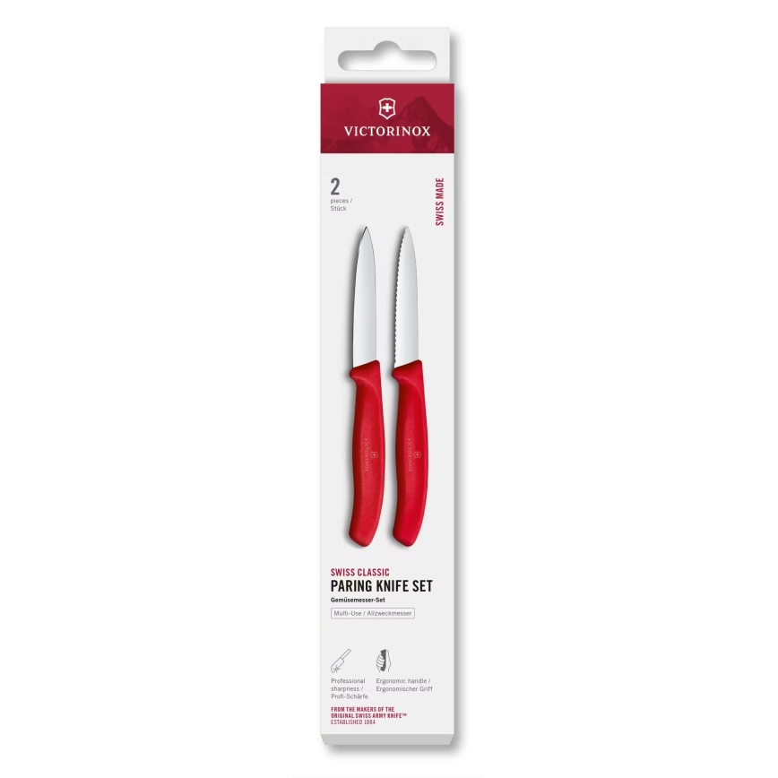 Victorinox - Daržovių peilių rinkinys SWISS CLASSIC, 8 cm, 2 vnt., raudonas