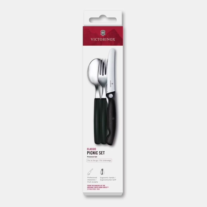 Victorinox - Pikniko stalo įrankių rinkinys SWISS CLASSIC 3 vnt. juodas