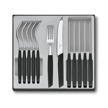 Victorinox - stalo įrankių rinkinys SWISS MODERN, 12 vnt., juodas