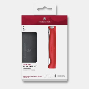 Victorinox - Sulankstomas peilis SWISS CLASSIC 11 cm raudonas + pjaustymo lentelė