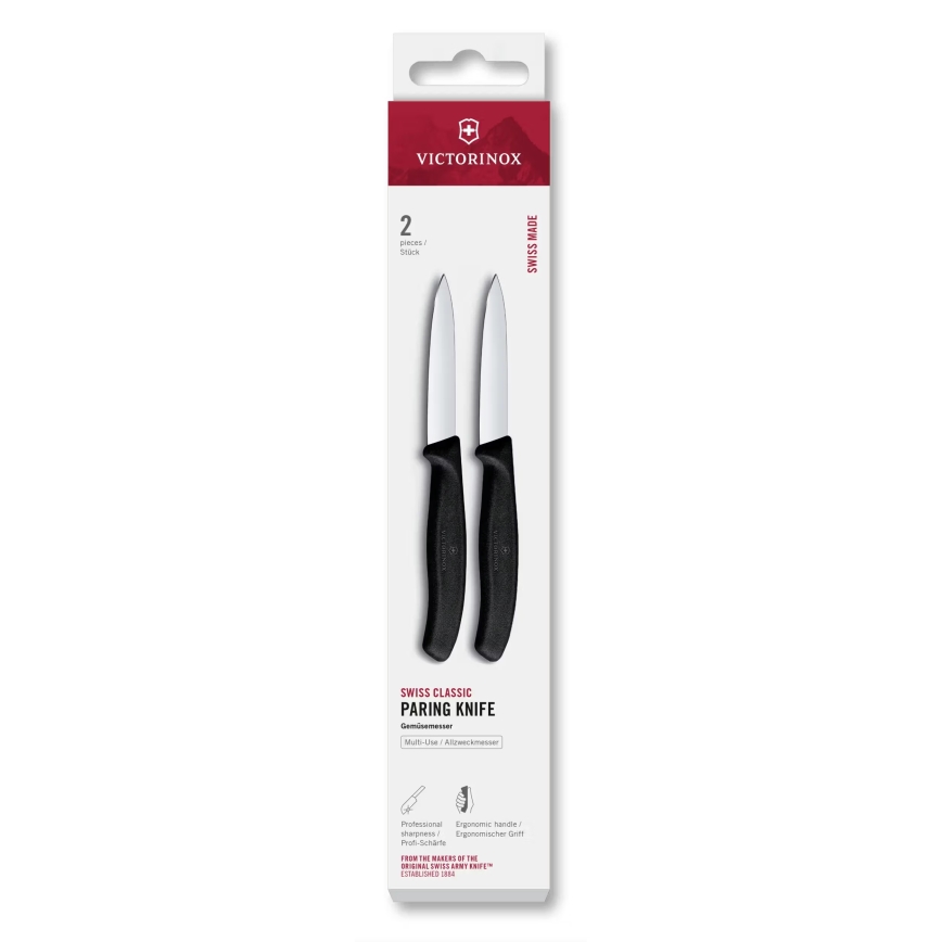 Victorinox - SWISS CLASSIC 8 cm daržovių peilių rinkinys, 2 vnt., juodas