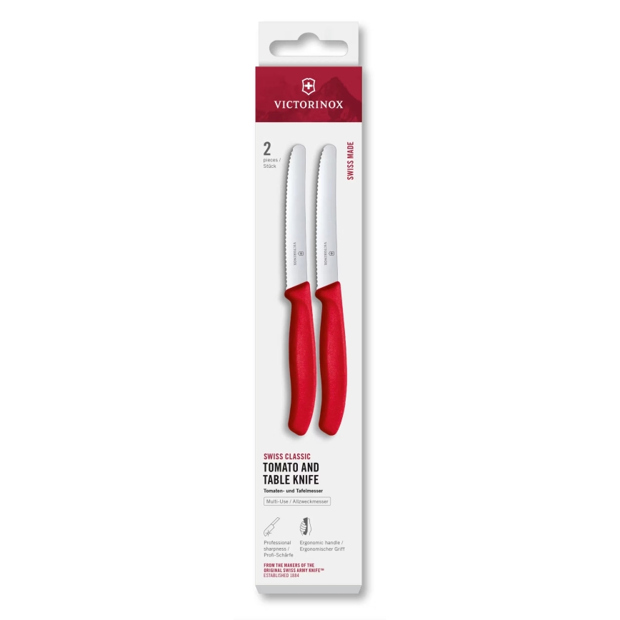 Victorinox - SWISS CLASSIC daržovių peilių rinkinys, 11 cm, 2 vnt., raudonas