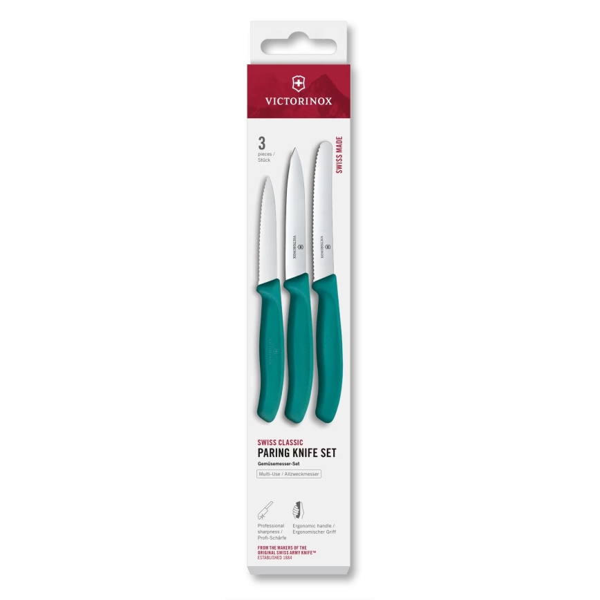 Victorinox - SWISS CLASSIC daržovių peilių rinkinys, 3 vnt., turkio spalvos
