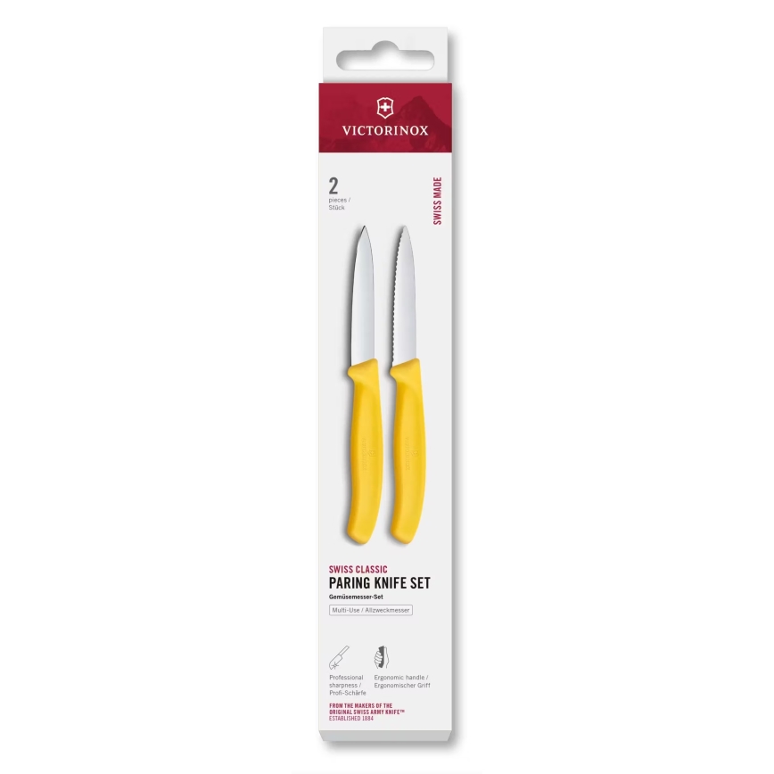 Victorinox - SWISS CLASSIC daržovių peilių rinkinys 8 cm, 2 vnt., geltonas