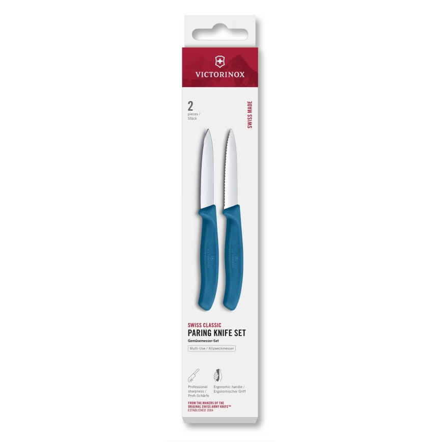 Victorinox - SWISS CLASSIC daržovių peilių rinkinys, 8 cm, 2 vnt., mėlynas
