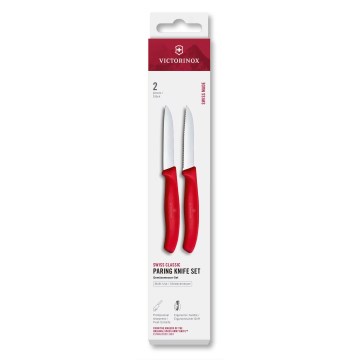 Victorinox - SWISS CLASSIC daržovių peilių rinkinys, 8 cm, 2 vnt., raudonas