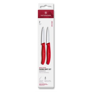 Victorinox - SWISS CLASSIC daržovių peilių rinkinys, 8 cm, 2 vnt., raudonas